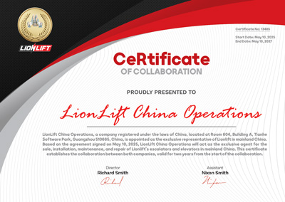 LionLift China Operations Certificate